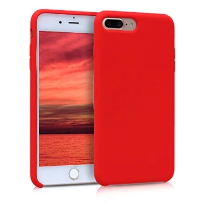 Abbildung von kwmobile Hülle kompatibel mit Apple iPhone 7 Plus/iPhone 8 Plus Silikon Handy Case Handyhülle weiche Oberfläche kabelloses Laden Rot