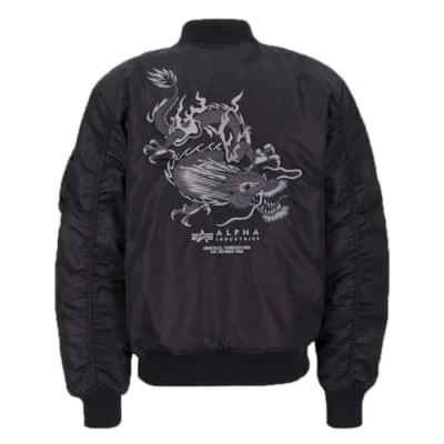 Abbildung von Alpha Industries MA1 Dragon EMB Bomberjacke, Herren, Größe: XL, Black