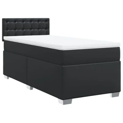 Abbildung von vidaXL Bett Boxspringbett mit Matratze Schwarz 90x190 cm Kunstleder