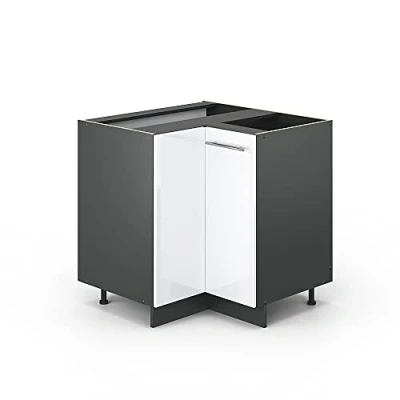 Abbildung von Vicco Eckunterschrank Fame Line, Weiß Hochglanz/Anthrazit, 80.5 cm ohne Arbeitsplatte