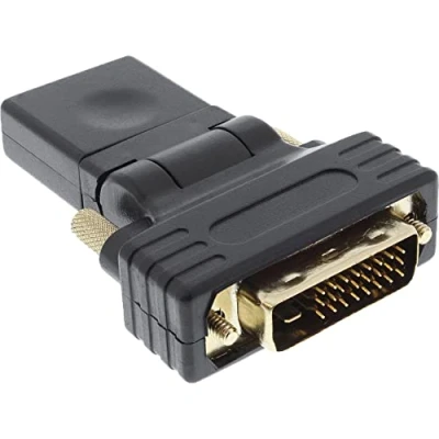 Abbildung von InLine 17660W HDMI DVI Adapter, Buchse auf Stecker, flexibler Winkel, vergoldete Kontakte, 4K2K kompatibel