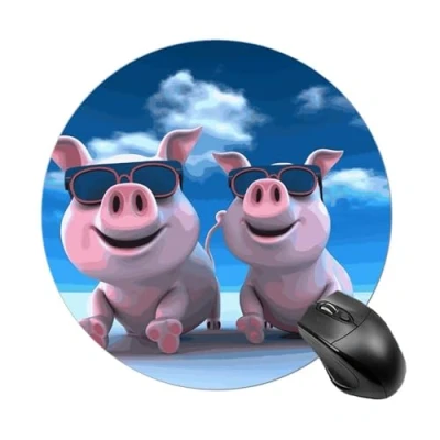Abbildung von Lustiges 3D Schweinchen Mauspad, rund, Computer wasserdicht, Gaming Mauspads mit rutschfester Gummiunterseite, waschbare Mauspads, personalisiertes Mauspad für Schreibtischunterlage, 20 cm