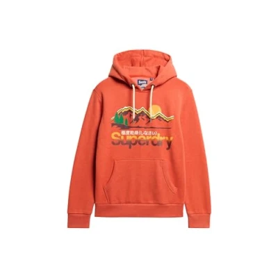 Abbildung von Superdry Great Graphic Kapuzenpullover, Herren, Größe: Large, Rust orange marl
