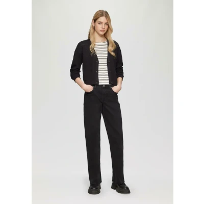 Abbildung von QS Strickjacke mit Strukturmuster und Knöpfen schwarz S