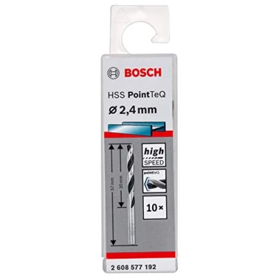 Abbildung von Bosch Professional 10 Stück HSS Spiralbohrer PointTeQ (für Metall, 2,4 x 30 57 mm, Zubehör Bohrschrauber)