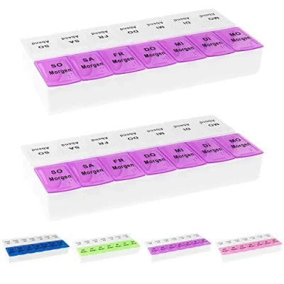 Abbildung von Wellgro Pillendose 2x Tablettenbox für 7 Tage mit je 2 Fächer pro Tag