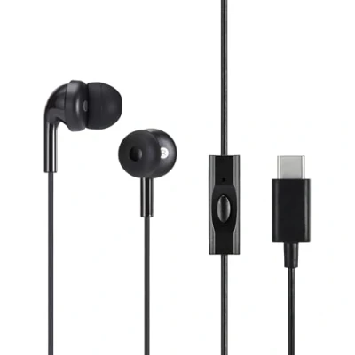 Abbildung von Amazon Basics mit Kabel Im Ohr Ohrhörer, kabelgebunden, USB C, Mikrofon, Einheitsgröße, schwarz