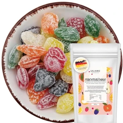 Abbildung von Saliamo 200g Frucht Bonbons Edelfrucht Mischung Retro Fruchtbonbons wie früher Jahrmarkt Deutsche Manufaktur