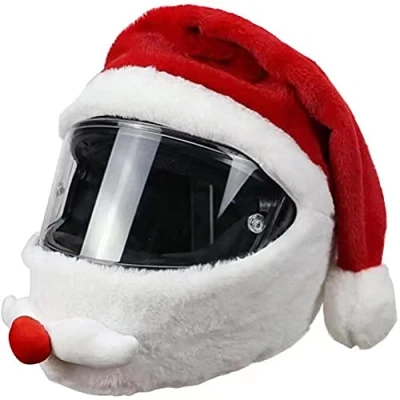 Abbildung von Santa Claus Motorradhelm Nikolausmütze Spaß Vollhelm Abdeckung Herren Damen