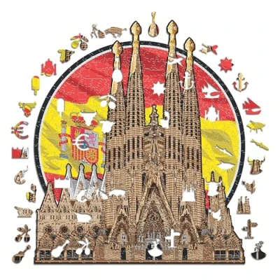 Abbildung von Iconic Puzzles, Sagrada Familia, 100% ökologisch nachhaltiges Holzpuzzle mit offizieller Lizenz, Größe S, 150 Teile