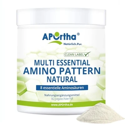 Abbildung von APOrtha® Amino Pattern Pulver PUR NATURAL Aminosäuren EAA mit BCAA veganes 362 g