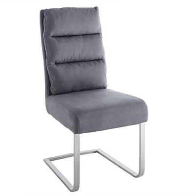Abbildung von riess ambiente Freischwinger COMFORT vintage grau / silber, Esszimmer · Microfaser Edelstahl Industrial