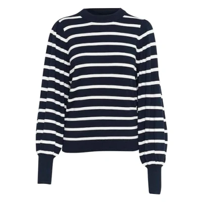 Abbildung von Kaffe Kamala Strickpullover Midnight marine chalk stripe, Damen, Größe: Medium, stripe