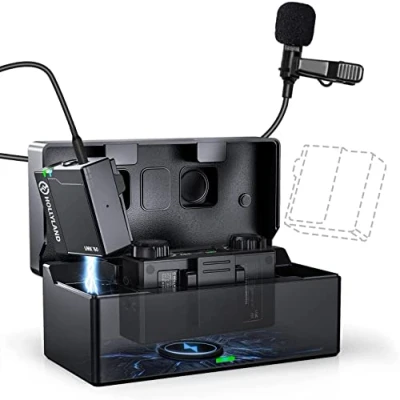 Abbildung von Hollyland Lark 150 Wireless Lavalier Mikrofon mit Aufladebox für Smartphone Kamera Camcorder 2.4GHz 100m Reichweite Ansteckmikrofon Interviews/Live Stream/Podcast/Vlog (Solo Schwarz)
