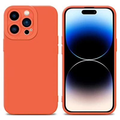 Abbildung von Cadorabo Hülle kompatibel mit Apple iPhone 14 PRO Schutzhülle TPU Silikon Case Liquid Design Kameraschutz Slim Kratzfest Weiche Gummi Rundumschutz für in Orange