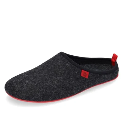 Abbildung von Andres Machado Unisex Hausschuhe für Damen und Herren Sommer Winter Slipper/Pantoffeln Dynamic Oberteil aus Wolle Filz, Schwarz Rot, 45 EU