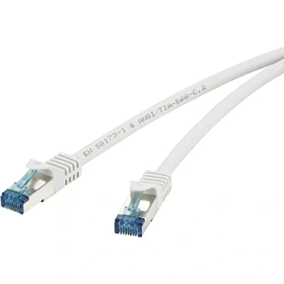 Abbildung von Renkforce RF 4145298 RJ45 Netzwerkkabel, Patchkabel CAT 6a S/FTP 20.00 m Grau mit Rastnasenschutz, Flammwidrig 1 St.