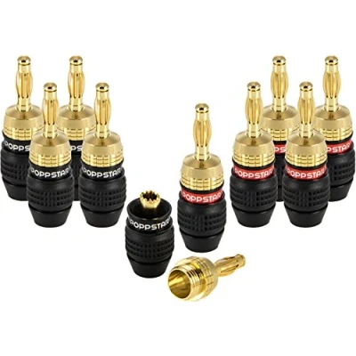 Abbildung von Poppstar 10x High End Bananenstecker (geschirmt, bis 6 mm², 24k vergoldet, 5X schwarz, rot)