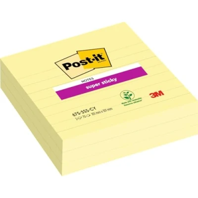 Abbildung von Post it 675 3SCY Haftnotiz Super Sticky Notes, 101 x mm, liniert, 3 Blöcke a 70 Blatt, gelb