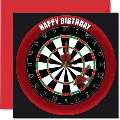 Abbildung von Lustige Geburtstagskarte zum 26. Geburtstag für Männer und Frauen Dartscheibe Happy Birthday Karte Sohn, Tochter, Bruder, Schwester, Onkel, Tante, Nichte, Neffe, Cousin, 145 mm x mm,
