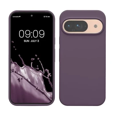 Abbildung von kwmobile Hülle kompatibel mit Google Pixel 9 / Pro Silikon Handy Case Handyhülle weiche Oberfläche kabelloses Laden Helle Iris
