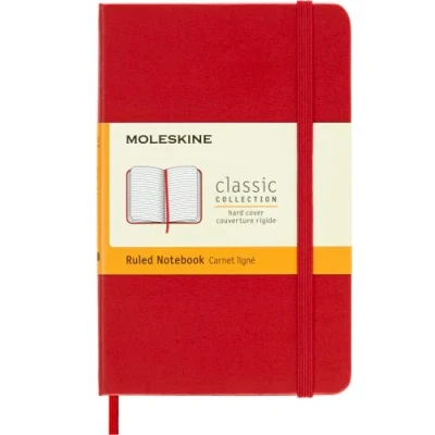 Abbildung von Moleskine Klassisches Liniertes Notizbuch Hardcover mit Elastischem Verschlussband Farbe Rot Größe Pocket 9 x 14 cm 208 Seiten