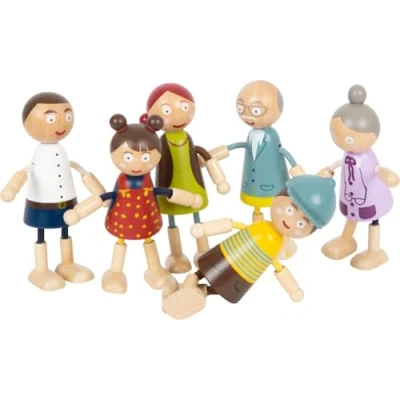 Abbildung von small foot Biegepuppen Familie aus Holz, 6 Puppen, detailreich, flexibel und strapazierfähig, ab DREI Jahren, 11804
