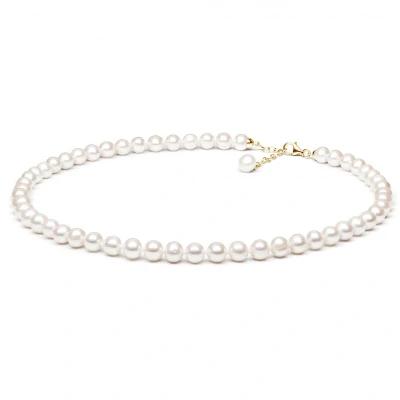 Abbildung von Gaura Pearls Perlenkette weiß, rund, 9 mm, 45 48 cm, 585 Gelbgold plat.