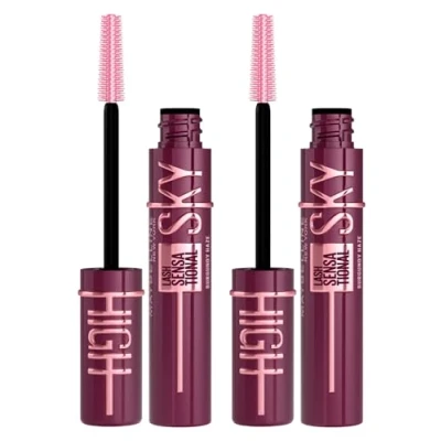 Abbildung von Maybelline New York Sky High Lash Sensational Volumengebende und verlängerende Farbe Burgundy Haze mit flexibler Bürste für lange definierte Wimpern 2er Set