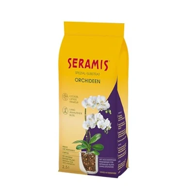 Abbildung von Seramis Pflanzgranulat Spezial Substrat für Orchidee Einzelpack, mit Orchideen, 2,5 l