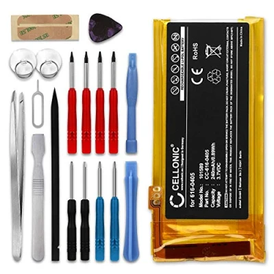 Abbildung von CELLONIC® Ersatzakku 616 0405,616 0407,P11G73 01 S01 Ersatz Akku für Apple iPod Nano 4 Gen. A1285 MP3 / MP4 Music Player 240mAh Zusatzakku + Werkzeug Set, Batterie