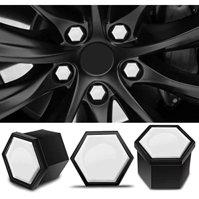 Abbildung von Biomar Labs Radschrauben Radmuttern Felgenschloss Muttern Kappen Radmutternabdeckungen Radschraubenkappen Radmutternkappen Kunstsoff Abdeckungen Universal Schwarz Weiß 19mm LB 5