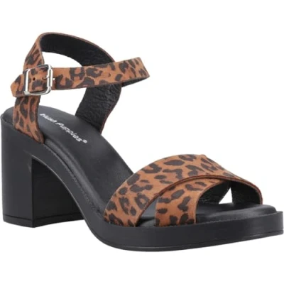 Abbildung von Hush Puppies Georgia Damen Sandalen Aus Leder Mit Leopardenmuster