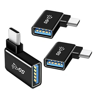 Abbildung von YRIKE USB C Adapter (3 Stück), 90 Grad Winkel auf 3.0 Adapter, TOG kompatibel mit MacBook, Handy, Typ Geräten