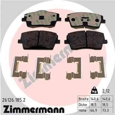 Abbildung von ZIMMERMANN 26126.185.2 Bremsbelagsatz Foto entspricht Lieferumfang, mit Gleitblech VOLVO: XC40