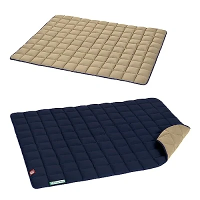 Abbildung von Doctor Bark Hundedecke weiche, hochwertige Hundematte für große Hunde, robuste Indoor Outdoor Liegedecke, waschbar bis 95C (Gr. XL, Goldbraun Königsblau)