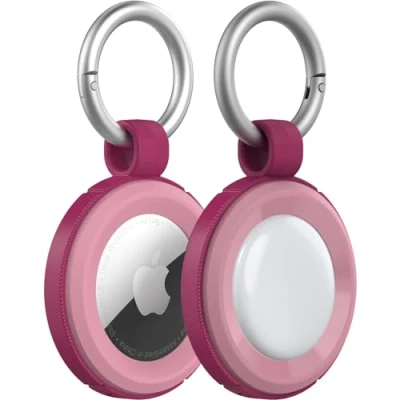 Abbildung von OtterBox Rugged AirTags Case für AirTag, stoßfeste, sturzsichere, robuste, dünne Schutzhülle Apple AirTags, inklusive Karabiner, Pink Sunset