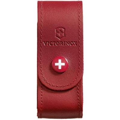 Abbildung von Victorinox Gürteletui Leder mit Druckknopf, Hülle für Schweizer Taschenmesser, Swiss Army Knife, Outdoor, Multifunktion, rot