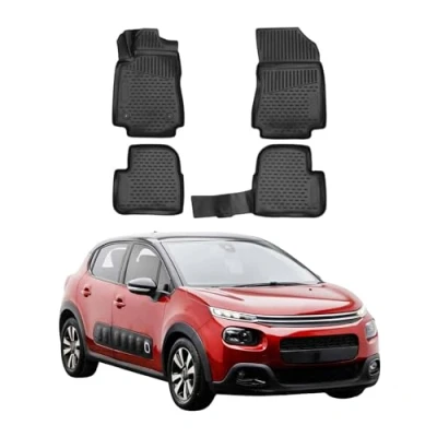 Abbildung von OMAC 1541444 Fußmattensatz Gummi, TPE (thermoplastischer Elastomer) 4 schwarz CITROËN: C3 III