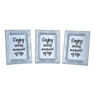 Abbildung von Levandeo® Bilderrahmen, 3er Set Fotorahmen 10x15 Silber Fotoaufsteller Barock Shabby Antik