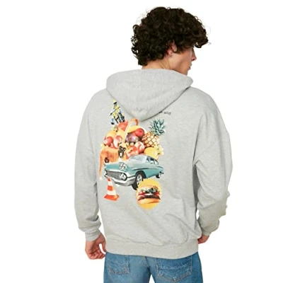 Abbildung von TRENDYOL Herren Kapuzensweatshirt in Oversize Optik Sweatshirt, Grau, XS