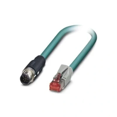 Abbildung von PHOENIX CONTACT NBC MS/1.0 94B/R4AC SCO Netzwerkkabel, 1 GBit/s Ethernet circat5, 8 Polig, PUR, Geschirmt, M12 SPEEDCON/IP67 Stecker Gerade, 1m Kabellänge, 75.900g, Wasserblau