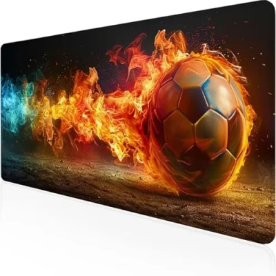Abbildung von XXL Gaming Mauspad 800 x 400mm Schreibtischunterlage Gross Mousepad und Office Weltkarte schwarz Rot FußBall