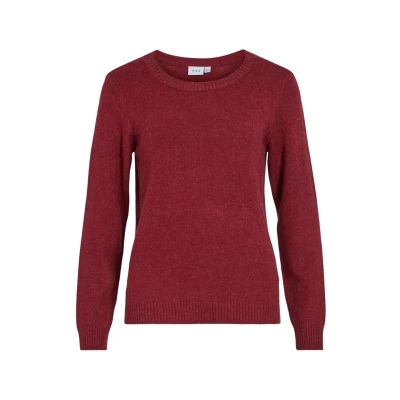 Abbildung von VILA Viril Oneck L/S NOOS Strickpullover, Damen, Größe: XXL, Ziegelrot