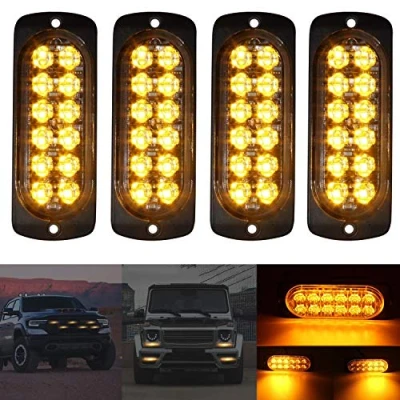 Abbildung von 4PCS 12 24V LED Notfall Stroboskop Blinklichter für PKW Warnlicht Stroboskoplicht Frontblitzer Orange Blitzer Licht Achtung Blinklicht Auto LKW Van Geländewagen ATV SUV