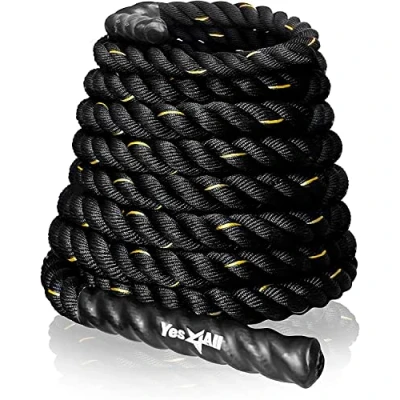 Abbildung von Yes4All Battle Rope 38 mm Durchmesser Poly Dacron 9m, 12m, 15m Länge Workout EJ7F, Ohne Anker Schutzabdeckung