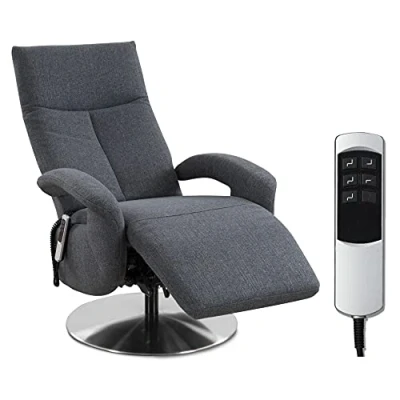 Abbildung von CAVADORE TV Sessel Tirol / Fernsehsessel mit elektrisch verstellbarer Relaxfunktion 2 E Motoren 74 x 112 82 Strukturstoff: Blau
