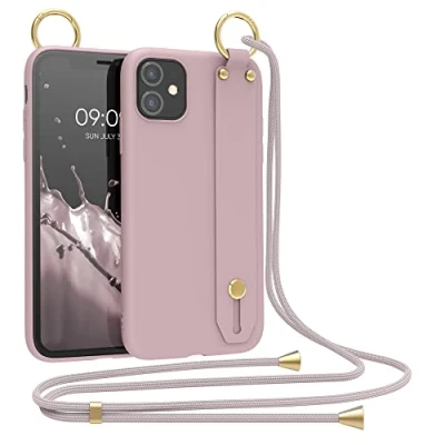 Abbildung von kwmobile Hülle kompatibel mit Apple iPhone 11 Handyhülle Schlaufe Ring Handy Cover Case in Winter Rose