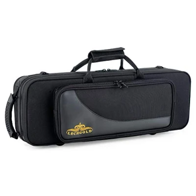 Abbildung von Lechgold Leichtkoffer für gerades Sopran Saxophon Lightcase gerade Saxophone mit aufgesetzem S Bogen Außentasche Rucksackgarnitur Separate Fächer Zubehör Schwarz