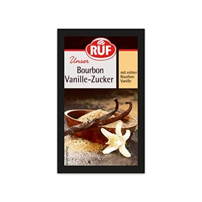 Abbildung von RUF Bourbon Vanille Zucker mit gemahlener Vanilleschote zum Aromatisieren von Schlagsahne, Gebäck, Obstsalat und Cremes, glutenfrei vegan, 3x8g